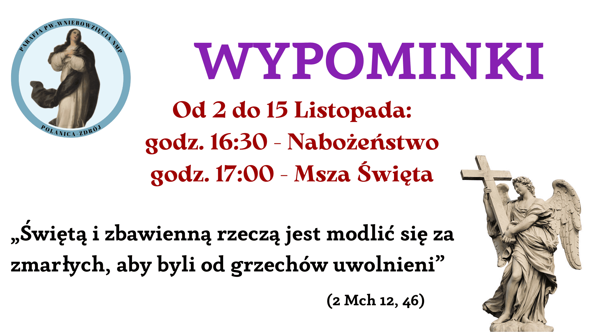 Plan nabożeństw wspominkowych 02-15 listopada 2024r.