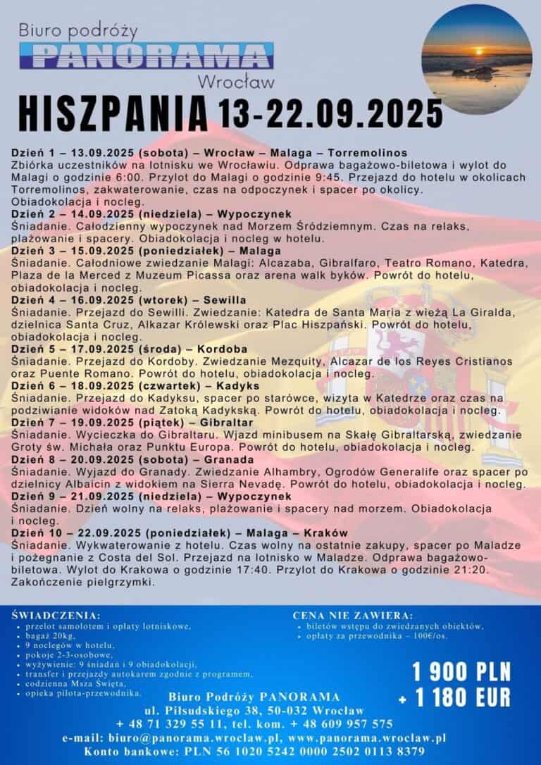 Pielgrzymka Parafialna 13 – 22 września 2025r.
